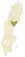 Carte représentant la province d'Ångermanland au sein de la Suède, au nord-est du pays.