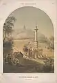 Le monument aux droits de Magdebourg avec en contre-haut le monument de saint Vladimir, lithographie du XIXème s.
