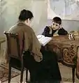Au livre, 1900, toile, huile, Musée de peinture de l'Extrême-Orient.