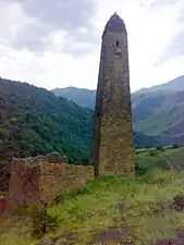 Exemple de tour de garde tchétchène, celle de Motsaroï (ru) d'architecture vainakh (ru).
