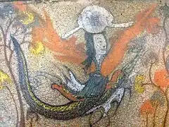 Nu Wa, déesse de la lune. Peinture murale, tombe d'Ohoe, n°4, VIe – VIIe siècle. Ji'an (Jilin)