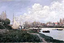 Pêcheurs étendant leurs filets par Alfred Sisley, 1872, musée d'art Kimbell.