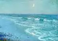 Twilight, Evening Star and Crescent Moon, with Sailing Ships on the Horizon, Oahu, Hawaii, peinture à l'huile sur toile, 1925