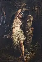 Nymphe enlaçant la statue d'un faune - Joseph Lamy