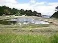 La lagune en arrière du cordon littoral de la grève du Bindy.