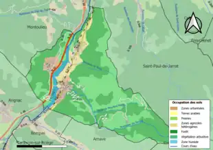Carte en couleurs présentant l'occupation des sols.