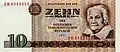 Clara Zetkin sur le billet de 10 marks de la RDA, 1971.