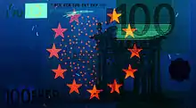 Billet de 100 euros sous lumière UV (Recto)