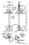 Écorché d'un obus-flèche 3BM15 de 125&nbsp;mm. Entré en dotation en 1972, il est intégralement en acier maraging à l'exception de son noyau en carbure de tungstène.