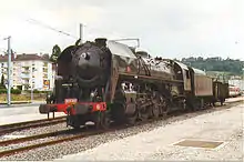 La 141 R 568 en gare de Lons-le-Saunier (Jura) le 1er aout 1996, à l'époque des trains de la CITEV.