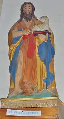 Fouesnant : l'église paroissiale Saint-Pierre-et-Saint-Paul, statue de saint Jean-Baptiste portant un mouton