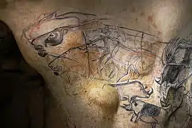 24&nbsp;: Panneau des lions (partie gauche), rhinocéros en fuite.