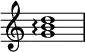 {
\override Score.TimeSignature #'stencil = ##f
\relative c'' {
\clef treble
\time 4/4
<g b d>1\arpeggio
} }
