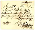 Enveloppe cachetée vonPRAG en 1782 au prince Hohenlohe-Kirchberg, à Kirchberg (Bavière)