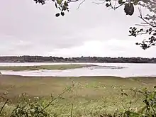 Flèche littorale barrant partiellement le fond de l'anse de Penn Foull.