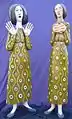 Deux anges de Klimt (vers 1990), bois polychrome, 110&nbsp;cm, collection particulière non sourcée.
