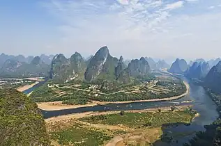 Panorama des méandres de la rivière Li.