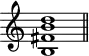 \header {
tagline = ##f
}
\score {
\new Staff \with {
\remove "Time_signature_engraver"
}
\relative c'' {
\key c \major
\time 9/1
\tempo 1 = 60
\autoBeamOff
\clef treble
\override Rest #'style = #'classical
<< b,1 fis' b d >>
\bar "||"
}
\layout {
\context {
\Score
\remove "Metronome_mark_engraver"
}
}
\midi {}
}