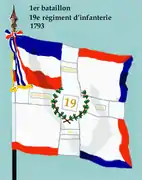 Drapeau du 1er bataillon du 19e régiment d'infanterie de ligne de 1793 à 1804