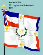 Drapeau du 1er bataillon du 27e régiment d'infanterie de ligne de 1791 à 1793