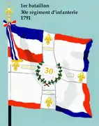 Drapeau du 1er bataillon du 30e régiment d'infanterie de ligne de 1791 à 1793