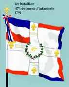 Drapeau du 1er bataillon du 47e régiment d'infanterie de ligne de 1791 à 1793