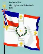 Drapeau du 1er bataillon du 61e régiment d'infanterie de ligne de 1791 à 1793