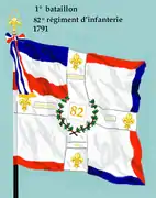 Drapeau du 1er bataillon du 82e régiment d'infanterie de ligne de 1791 à 1793.