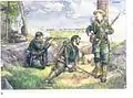 Représentation de tireurs du 1st Georgia Sharpshooter face aux lignes nordistes.