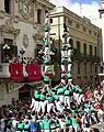 Premiers torre de vuit amb folre et pilar de set amb folre descarregats simultanés dans l'histoire, par les Castellers de Vilafranca, 31/08/2006.