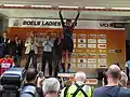Lisa Brennauer sur le podium de la quatrième étape