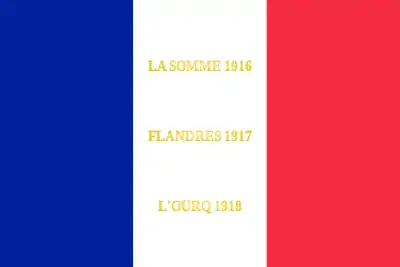 Drapeau du 201e régiment d'infanterie de l'armée française, avec ses batailles.
