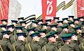 Militaires en uniformes des troupes frontalières de l'ère soviétique lors du Défilé du Jour de la Victoire 2020 (en) de Moscou.