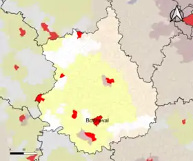 Localisation de l'aire d'attraction de Bonneval dans le département d'Eure-et-Loir.