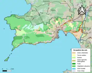 Carte en couleurs présentant l'occupation des sols.