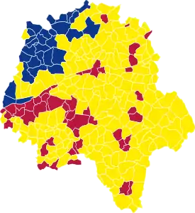 Nuance politique des candidats arrivés en tête dans chaque commune au 2e&nbsp;tour.