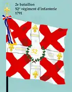Drapeau du 2e bataillon du 52e régiment d'infanterie de ligne de 1791 à 1793.