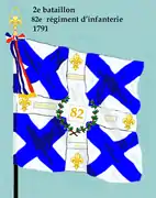 Drapeau du 2e bataillon du 82e régiment d'infanterie de ligne de 1791 à 1793.