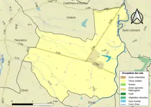 Carte en couleurs présentant l'occupation des sols.
