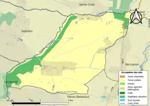 Carte en couleurs présentant l'occupation des sols.