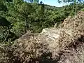 La "Roche des Braconniers" qui domine la rive gauche de l'Isole.