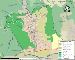 Carte en couleurs présentant l'occupation des sols.