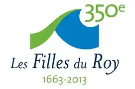 Logo du 350e anniversaire de l'arrivée des premières Filles du Roi à Québec.