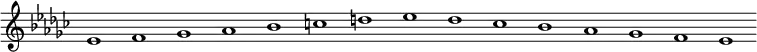 \new Staff {
\relative c' {
\key es \minor
\override Staff.TimeSignature #'stencil = ##f
\override Staff.BarLine #'stencil = ##f
es1 f ges as bes c d es des ces bes as ges f es
}
}
\midi {
\context {
\Score
tempoWholesPerMinute = #(ly:make-moment 120 1)
}
}