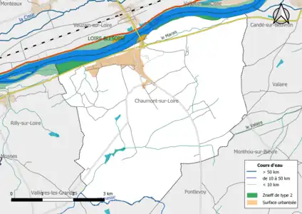 Carte des ZNIEFF de type 2 localisées sur la commune.