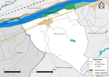 Carte des ZNIEFF de type 2 localisées sur la commune.