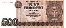 Billet de 500 marks de la RDA.