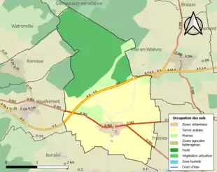 Carte en couleurs présentant l'occupation des sols.