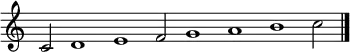 {
\new Staff \with { \remove "Time_signature_engraver" }
\clef treble
\time 5/1
\cadenzaOn
c'2 d'1 e' f'2 g'1 a' b' c''2
\bar "|."
}