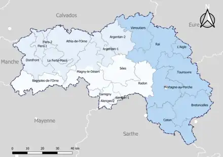 Carte des arrondissements et des cantons de l'Orne